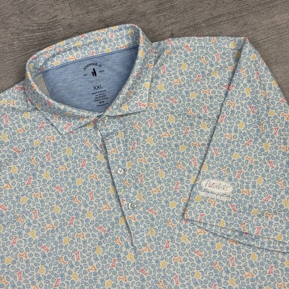 2 Johnnie-O Men XXL Performance Polo Shirt Avocado Cocktail Print Peterbilt - Picture 11 of 16